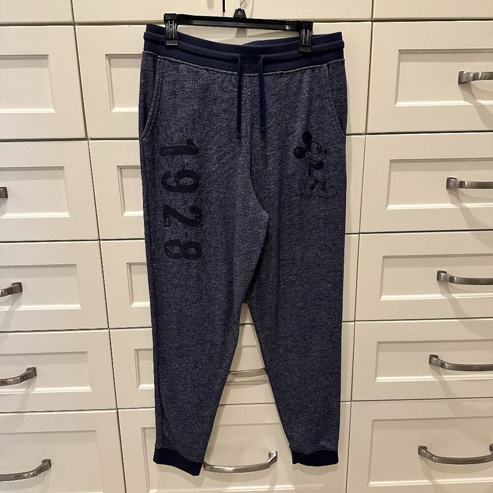 Disney Parks Unisex Navy Jogger Sweatpants Mickey Mouse 1928, Size Large